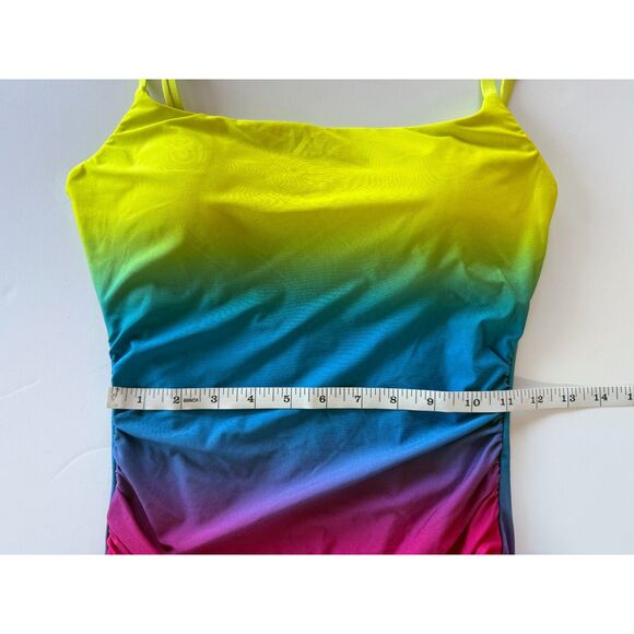 NWT La Blanca Womens Setting Sun Tank One-Piece Swimsuit in Multi Rainbow Size 8 - Picture 12 of 13